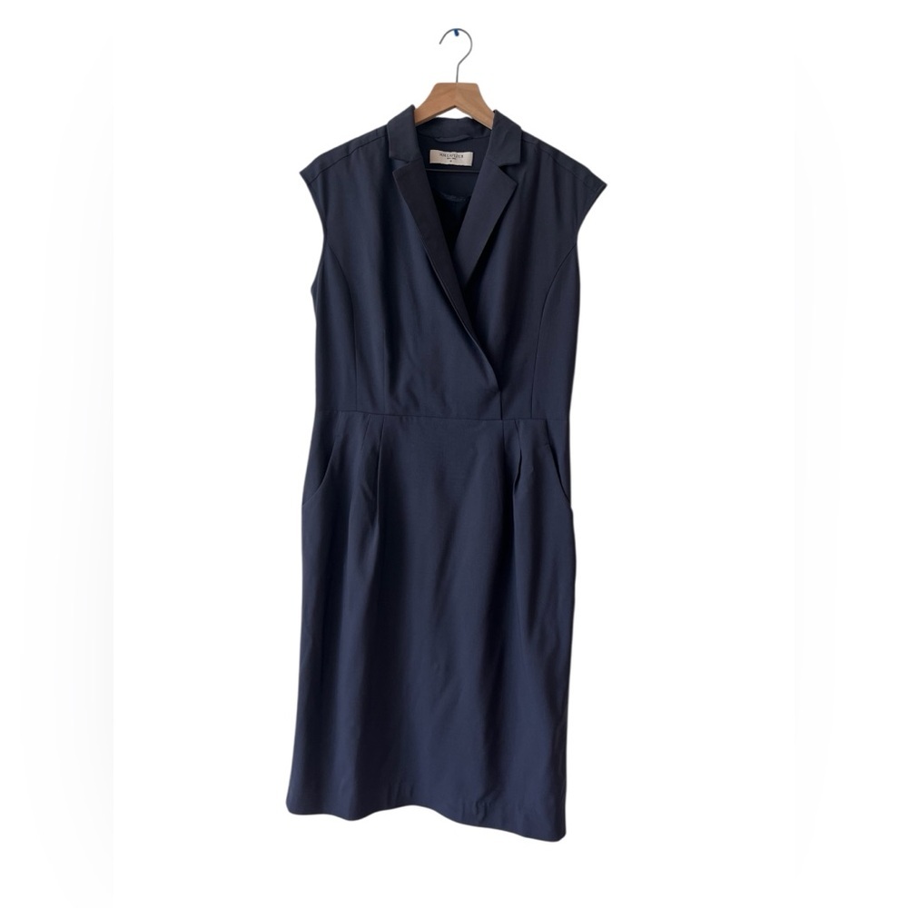 MM Lafleur Navy Catherine Dress Collared Midi Size 14 - Picture 5 of 16